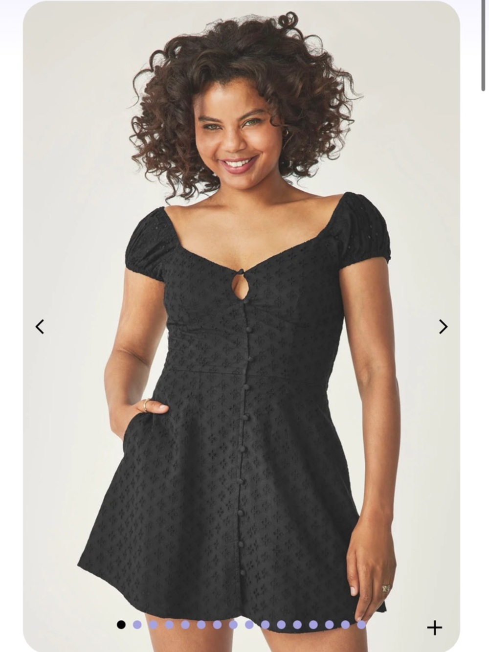Sweetheart Eyelet Mini Dress in Black